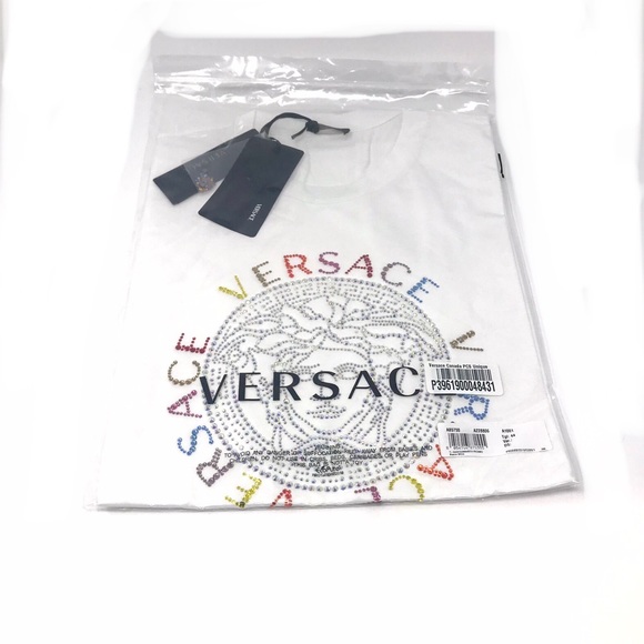 Brand New Versace Studded Medusa Logo T-Shirt - Picture 7 of 8